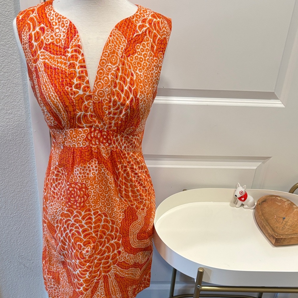 Trina Turk Vibrant Orange and White Patterned Dress